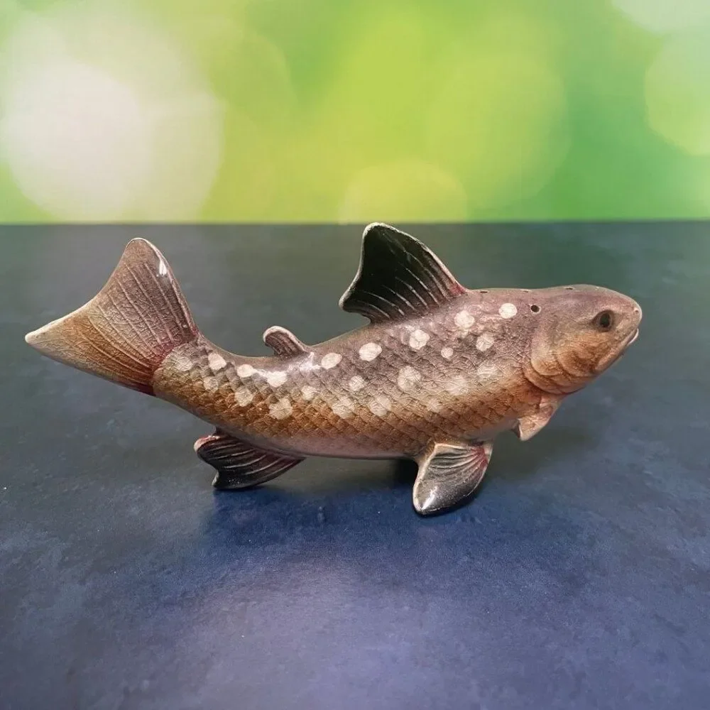 Vintage 1950s Hand-Painted Rock Bass (or Trout) Salt & Pepper Shakers
